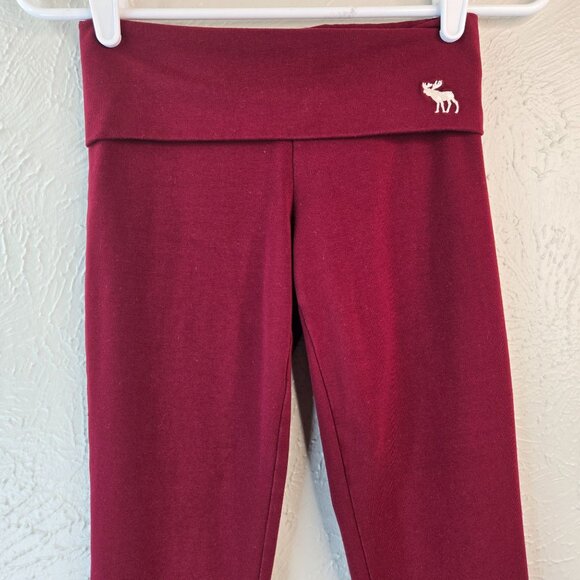 Abercrombie Kids Fold Over Leggings Girls Medium Y2k Embroidered Spellout Logo - Picture 4 of 11
